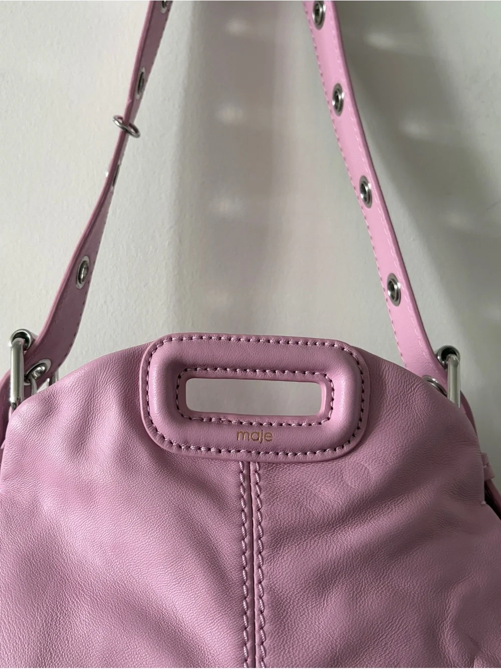 Maje Miss M Mini Pink Leather Bag - Picture 5 of 9